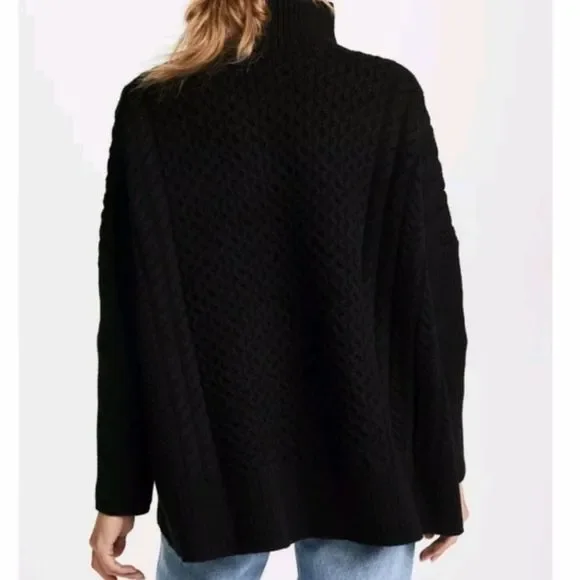 Ayr 100% merino wool “le Square” cable turtleneck sweater - Picture 2 of 7